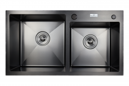 Мойка нерж.премиум класса B7843D-R Двухчашевая Графит с круг.отверстием